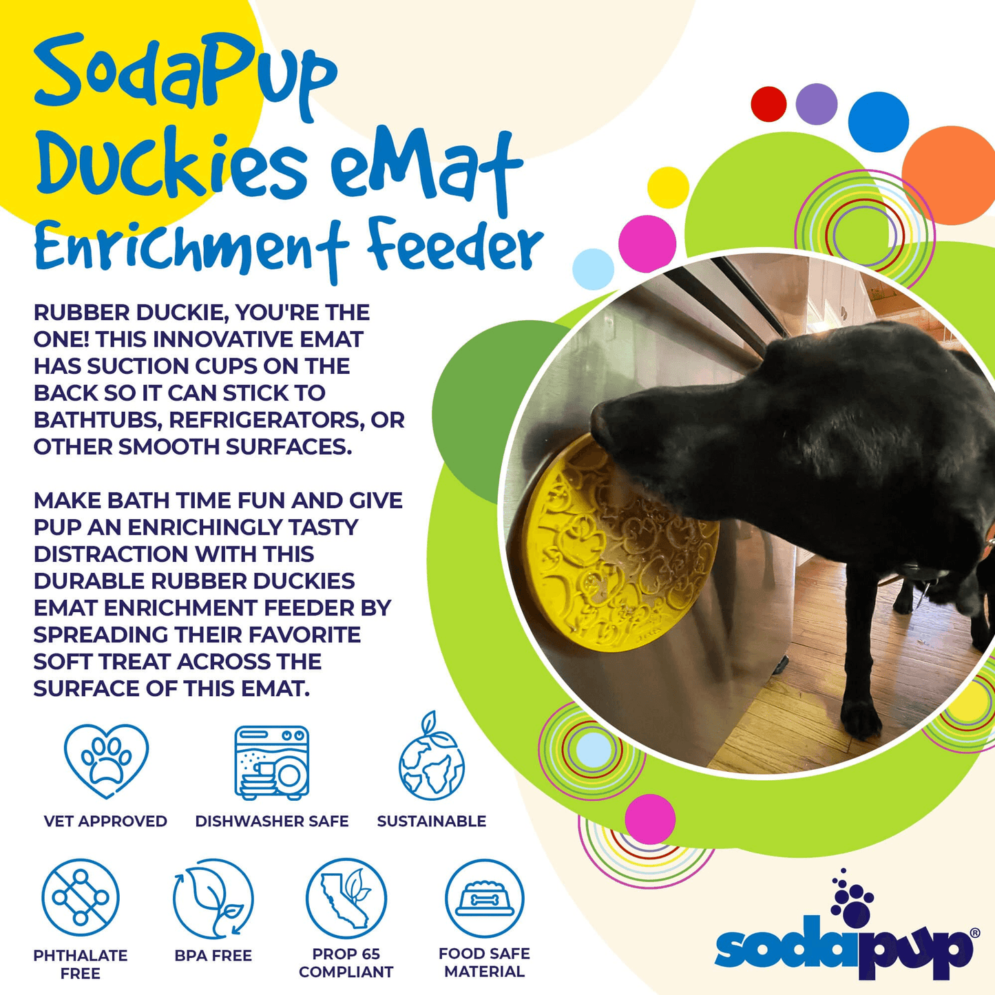 Duckies Design Lick Mat with Suction Cups for Dog Enrichment