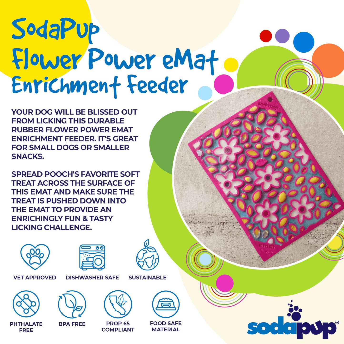 Flower Power Enrichment Lick Mat for Small Dogs and Cats